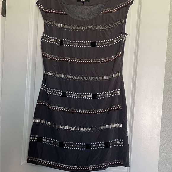 Black Label Charcoal Dress with Beaded Accents Size Large NWOT - Picture 3 of 5